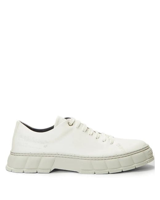 Viron White Lace-Up Panel Sneakers