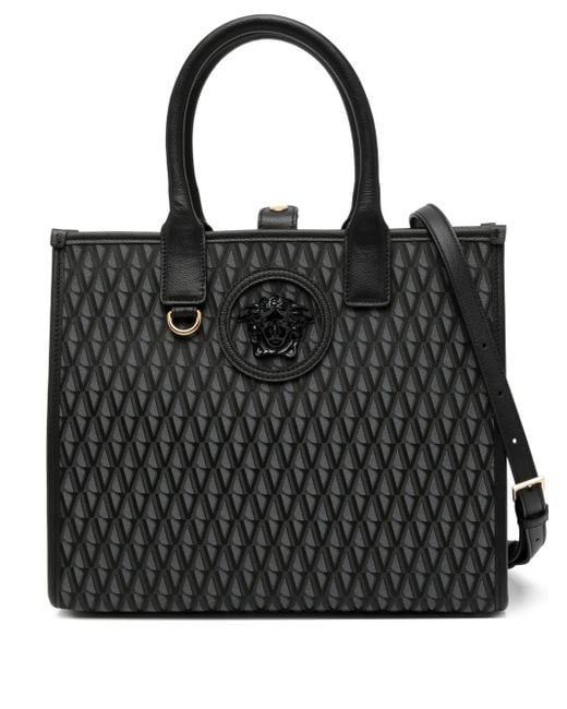 Versace Black Small V Allover La Medusa Tote Bag