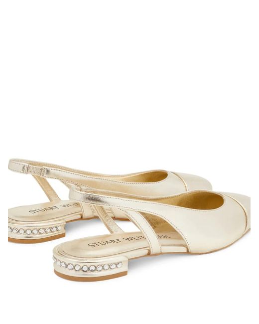 Stuart Weitzman Natural Crystal-Embellished Cutout Slingback