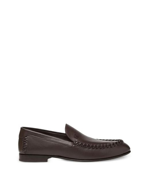 Fendi Gray Stitched Loafers for men