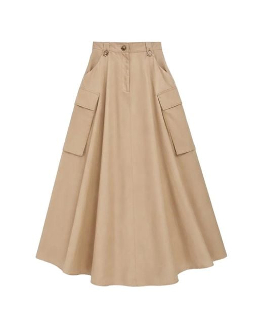 Psophia Natural Cargo-Pocket Midi Skirt