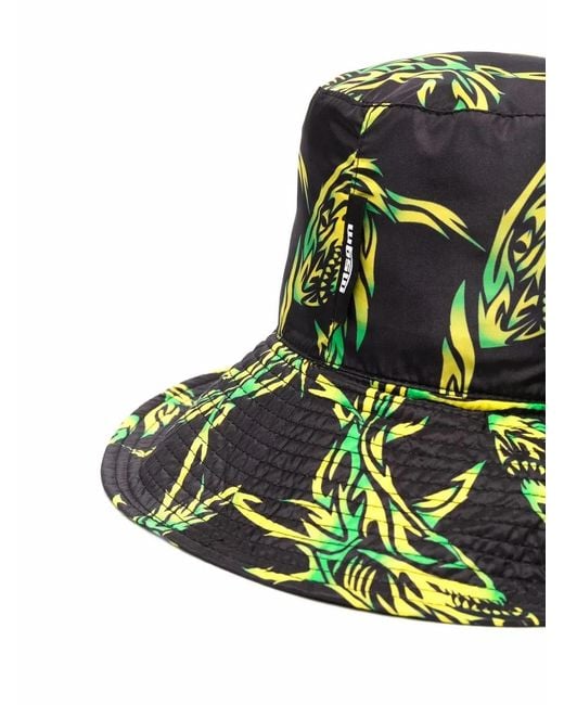 MSGM Green Abstract-Print Bucket Hat for men