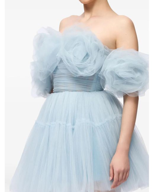 Ana Radu Blue Tulle Off-Shoulder Dress