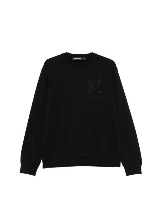 Karl Lagerfeld Black Logo-Embroidered Sweatshirt for men
