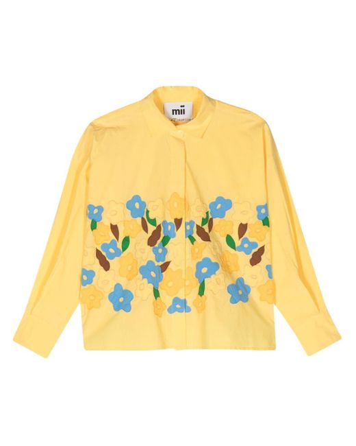 Chemise en coton à fleurs brodées Mii en coloris Yellow
