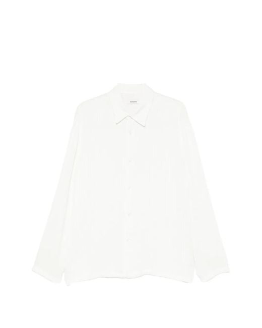 Sandro White Plissé Long-Sleeve Shirt for men