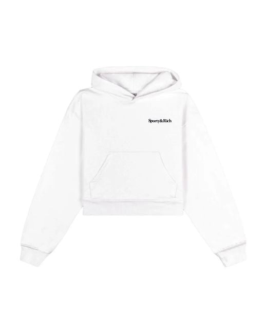Sporty & Rich White Logo-Print Hoodie
