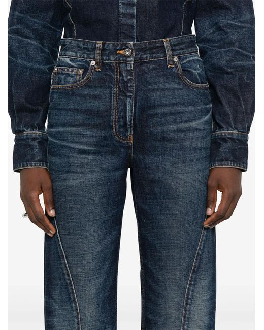 Ferragamo Blue Panelled Straight-Leg Jeans