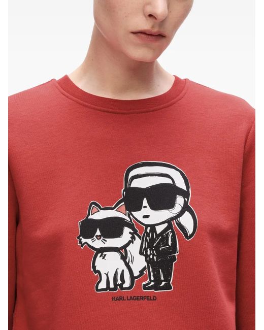 Karl Lagerfeld Red Sketch-Print Sweater