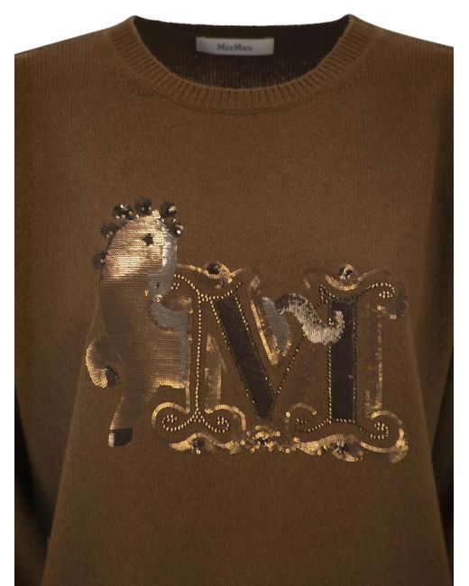 Max Mara Brown Monogram Embroidered Sweater