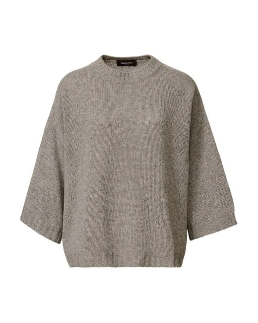 Fabiana Filippi Gray Round-Neck Short-Sleeve Sweater