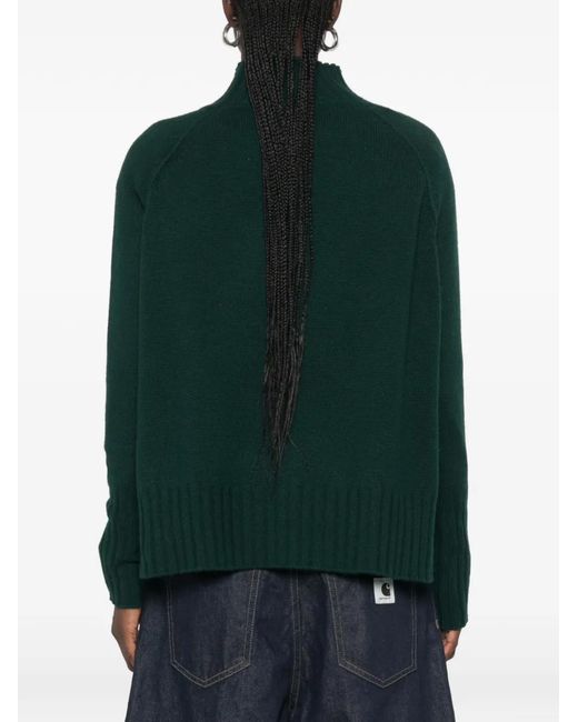 Be You Green Ribbed-Trim Raglan-Sleeve Sweater