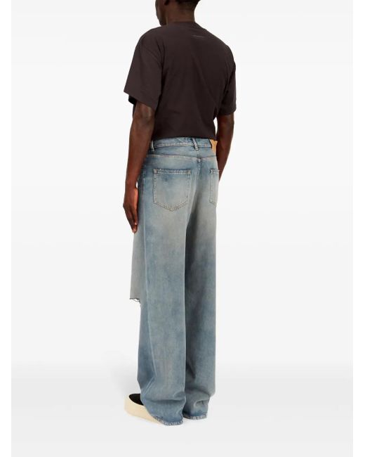 MM6 by Maison Margiela Blue Distressed Wide-Leg Jeans for men