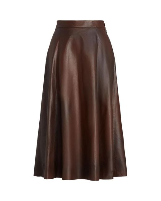 Ralph Lauren Brown Bottom-Up Skirt