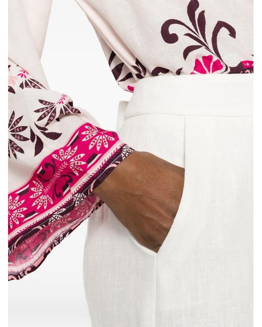 Via Masini 80 White Linen Trousers
