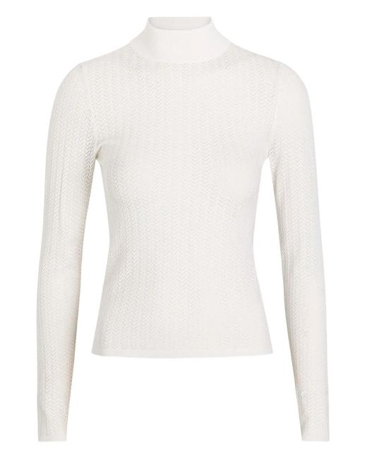 Alice + Olivia White Chevron-Design Long-Sleeve Top