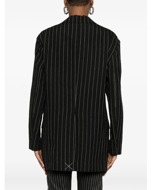 R13 Black Buttoned Pinstripe Blazer