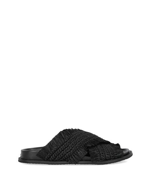 Michael Kors Black Peyton Fringed Woven Sandals