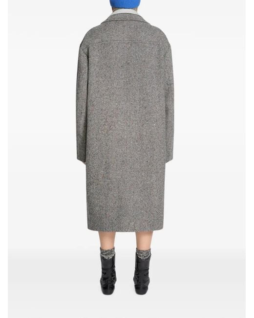 Dries Van Noten Gray Oversized Wool Tweed Coat for men