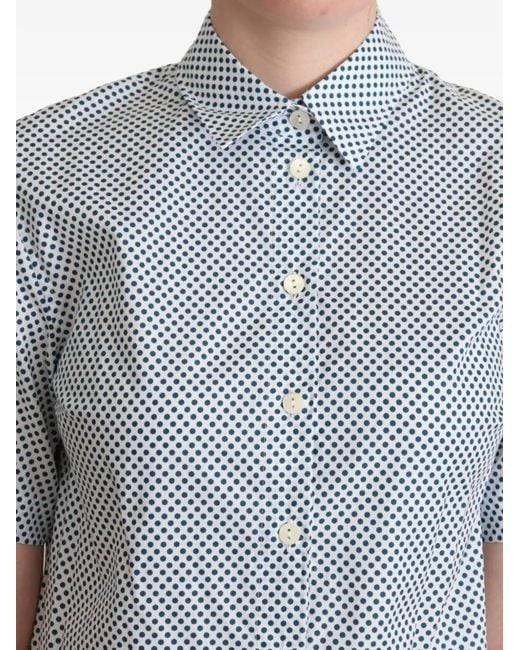 Dolce & Gabbana Blue Polka-Dot Short-Sleeve Shirt