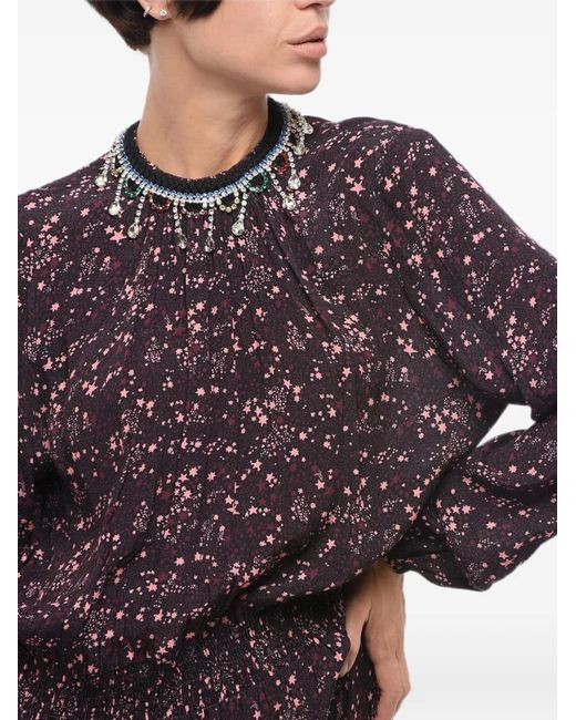 DSquared² Black Crystal-Embellished Star-Print Mini Dress