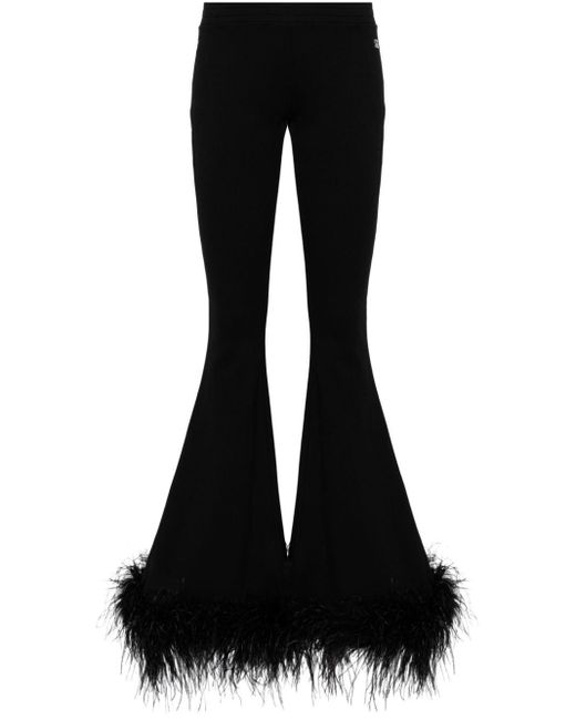 GIUSEPPE DI MORABITO Black Feather-trim Flared Jersey Trousers