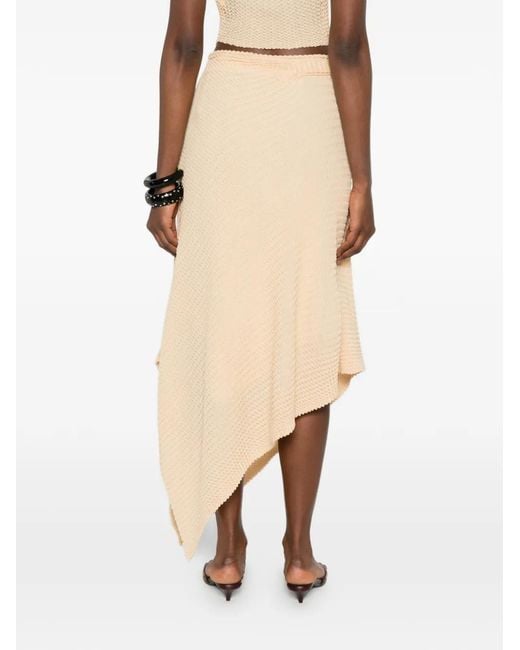 Victoria Beckham White Asymmetric-Hem Midi Skirt