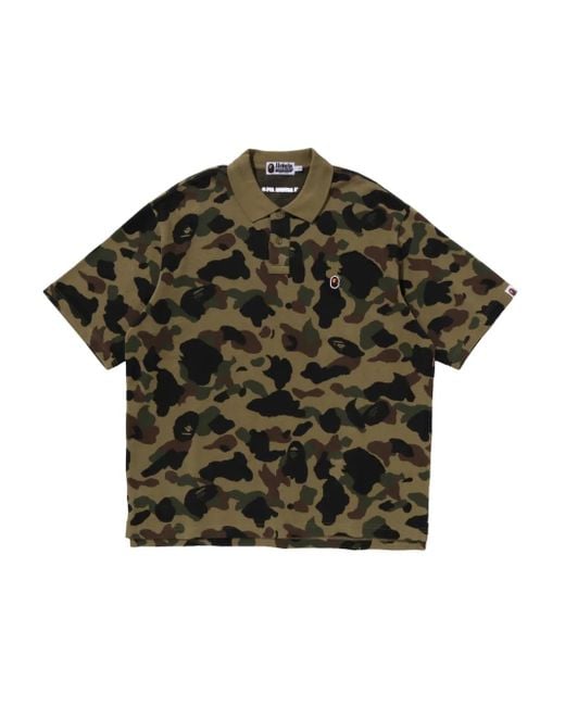 Polo Con Stampa Camouflage di A Bathing Ape in Green da Uomo