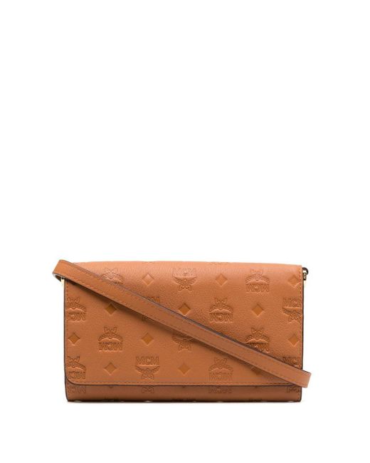 MCM Leather Large Aren Crossbody Wallet in Brown Lyst