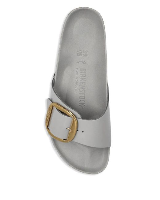 Birkenstock White Madrid Big Buckle, Natural Lea Shoes
