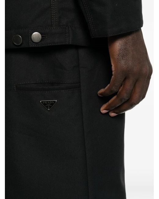 Prada Black Logo-Plaque Trousers for men