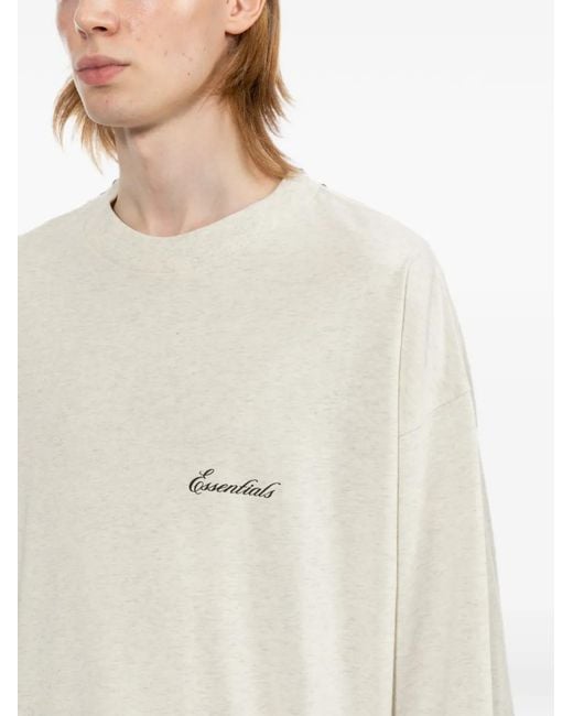 Essentials White T-Shirt Classique À Manches Longues for men