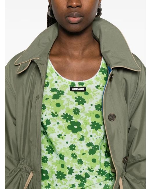Miu Miu Green Floral-Print Top