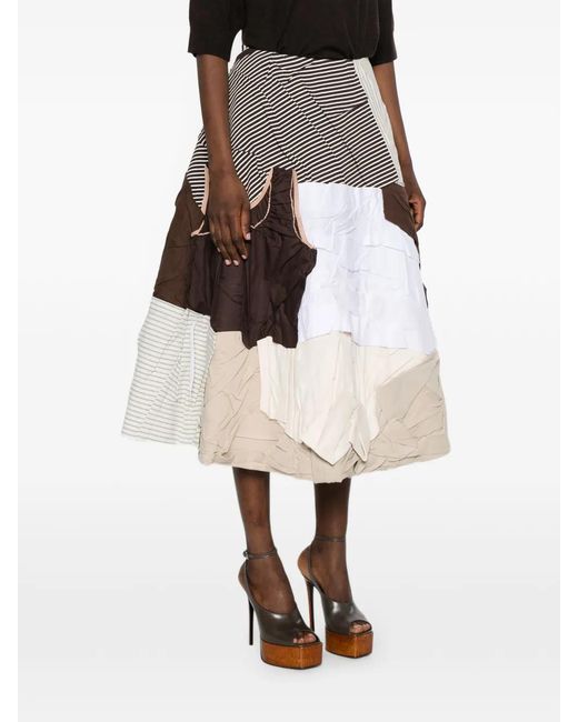 Moschino White Patchwork Midi Skirt