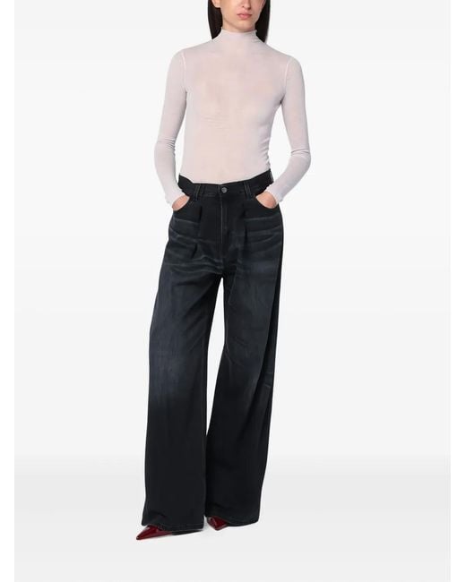 6397 White Roll-Neck Ribbed Sweater