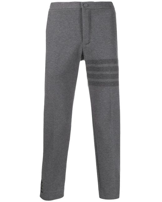 Thom Browne Gray 4-Bar Slim-Fit Tonal Trousers for men