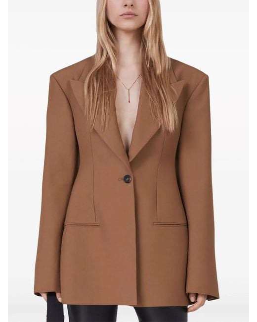 Stella McCartney Brown Moulded Wool Single-Breasted Blazer