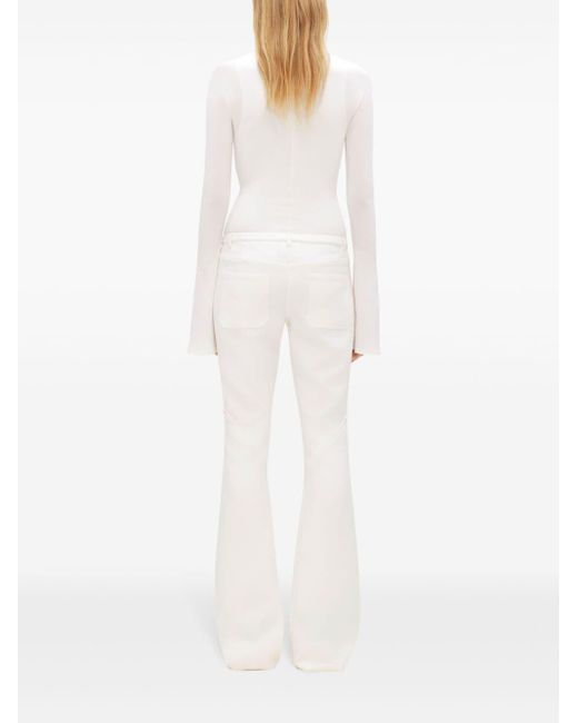 Courreges White Ellipse Zipped Twill Trousers