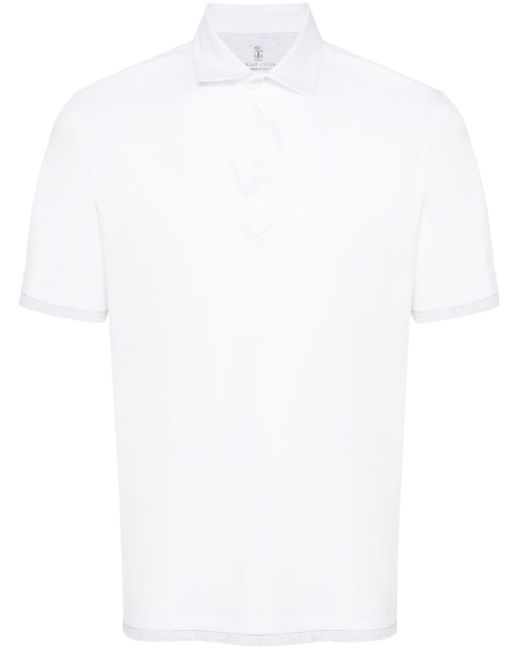 メンズ Brunello Cucinelli コントラストトリム ポロシャツ White