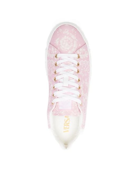 Versace Pink Greek Key Baroque Sneakers