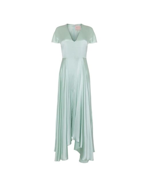 Roksanda Green Noma Pleated-Skirt Midi Dress