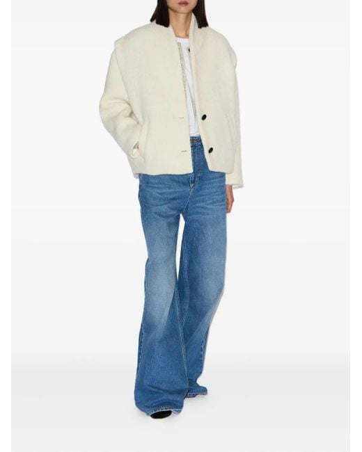 Isabel Marant White Drogo Collarless Buttoned Jacket