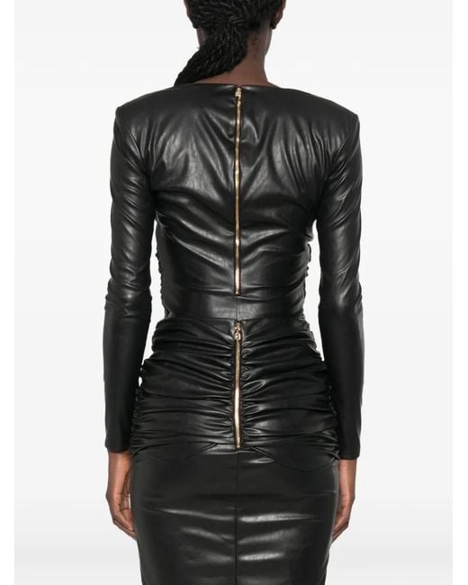 Elisabetta Franchi Black Twist-Detail Long-Sleeve Bodysuit