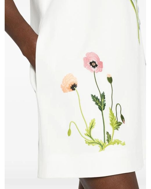 Stella McCartney White Floral-Embroidered Mini Dress