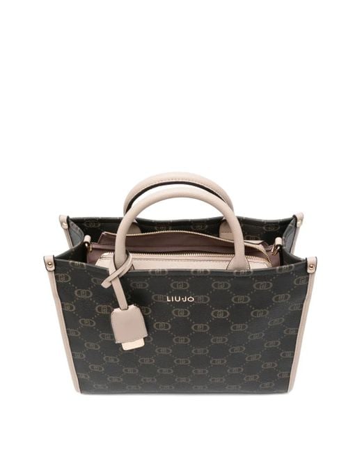 Bolso shopper con placa del logo Liu Jo de color Black