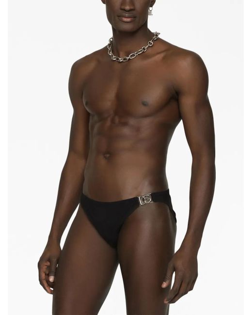 Dolce & Gabbana Badehose Mit Logo-Schild in Black für Herren