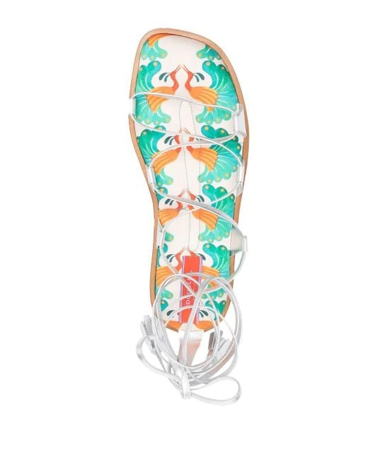 LaDoubleJ Gray Gladiator Flat Sandals