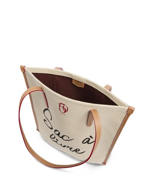 Lancel White Canvas Leather-Trim Tote Bag