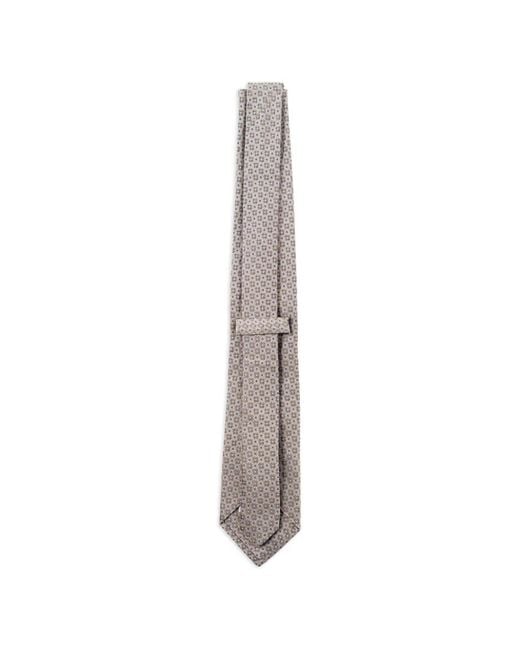 Etro White Jacquard Pattern Silk Tie for men