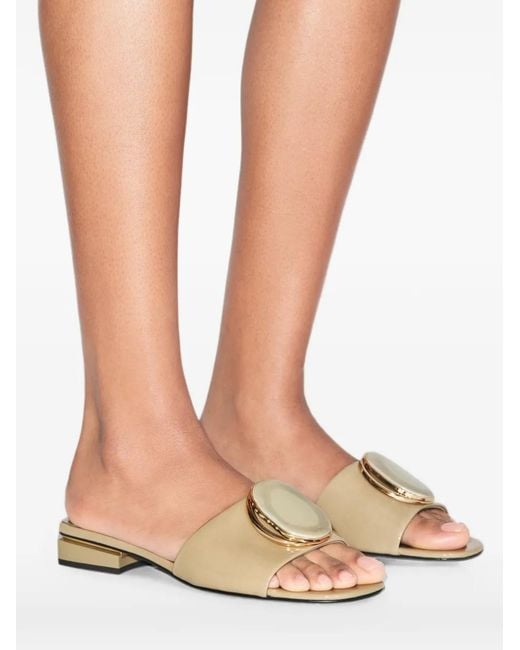 Tory Burch Natural Patos Heeled Slides